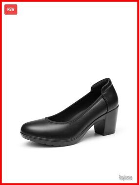 Women's Chunky Block Heel Round Toe Pump Dress Shoes Cushioned Work